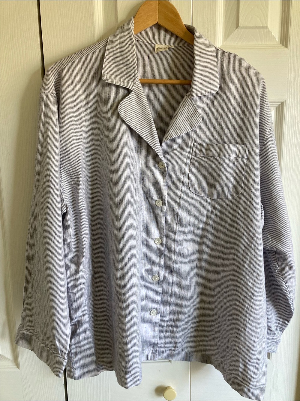 Shelter Oversized Linen  Shirt. Blue/White Stripes. S-L